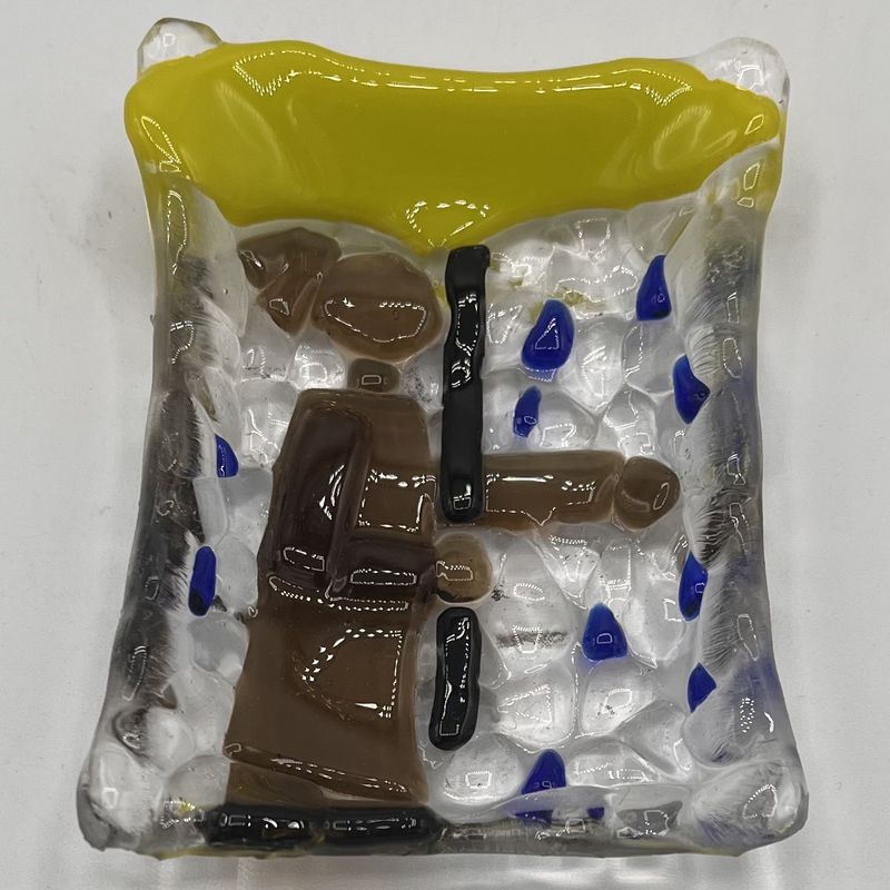 Andrea Walker, Fused Glass Soap Dish, Woman Under Umbrella