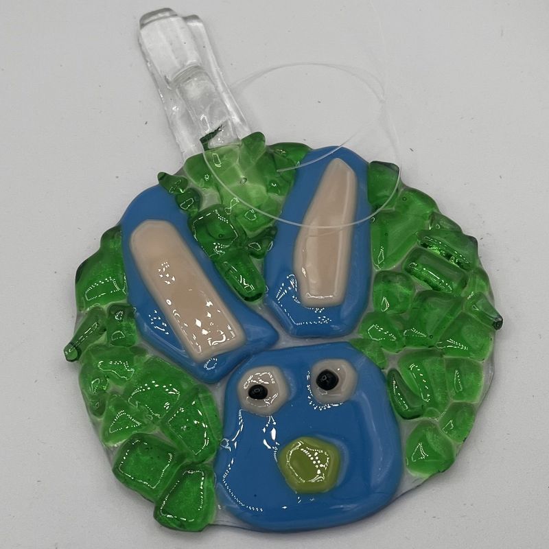 Kara Burgdorf, Fused Glass Suncatcher, Blue Bunny