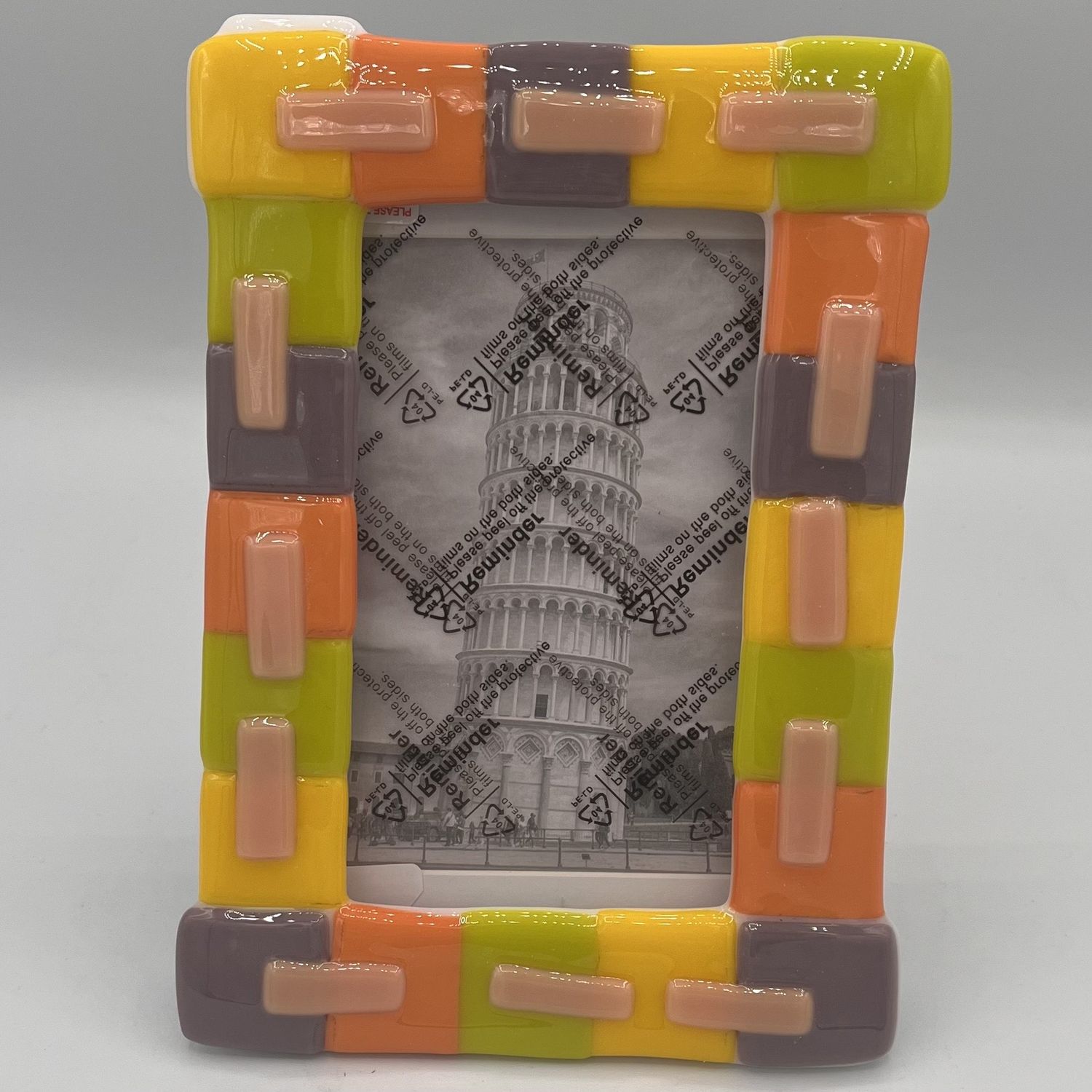 Jordan Satterfield, Fused Glass Frame, Colorful Squares and Rectangles