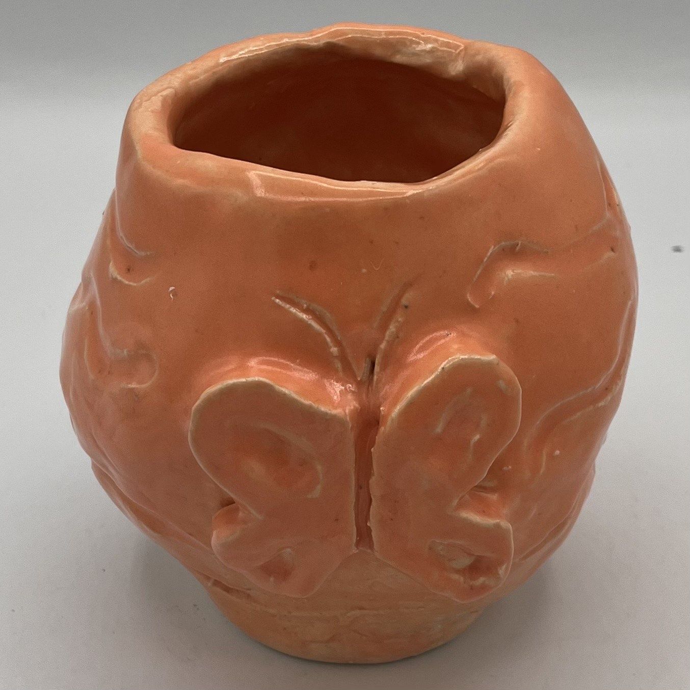 Christina Hanes, Ceramic Vase, Orange and Round with Butterfly