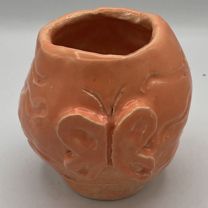 Christina Hanes, Ceramic Vase, Orange and Round with Butterfly