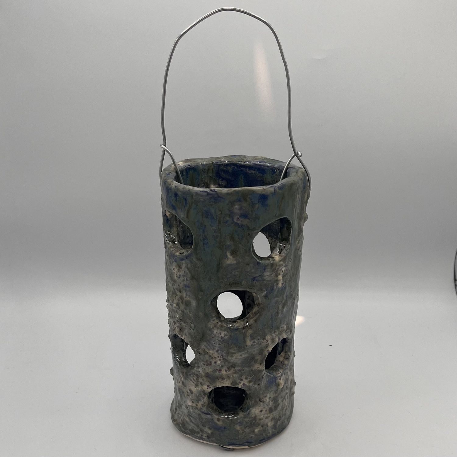 Meredith Bokeno, Ceramic Candle Holder, Hanging Hole Cutouts