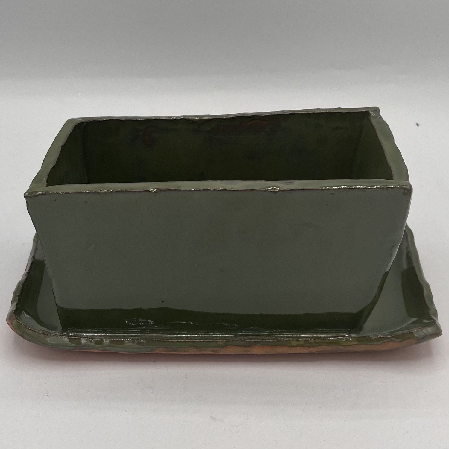 Studio, Ceramic Planter, Green Rectangle Shape