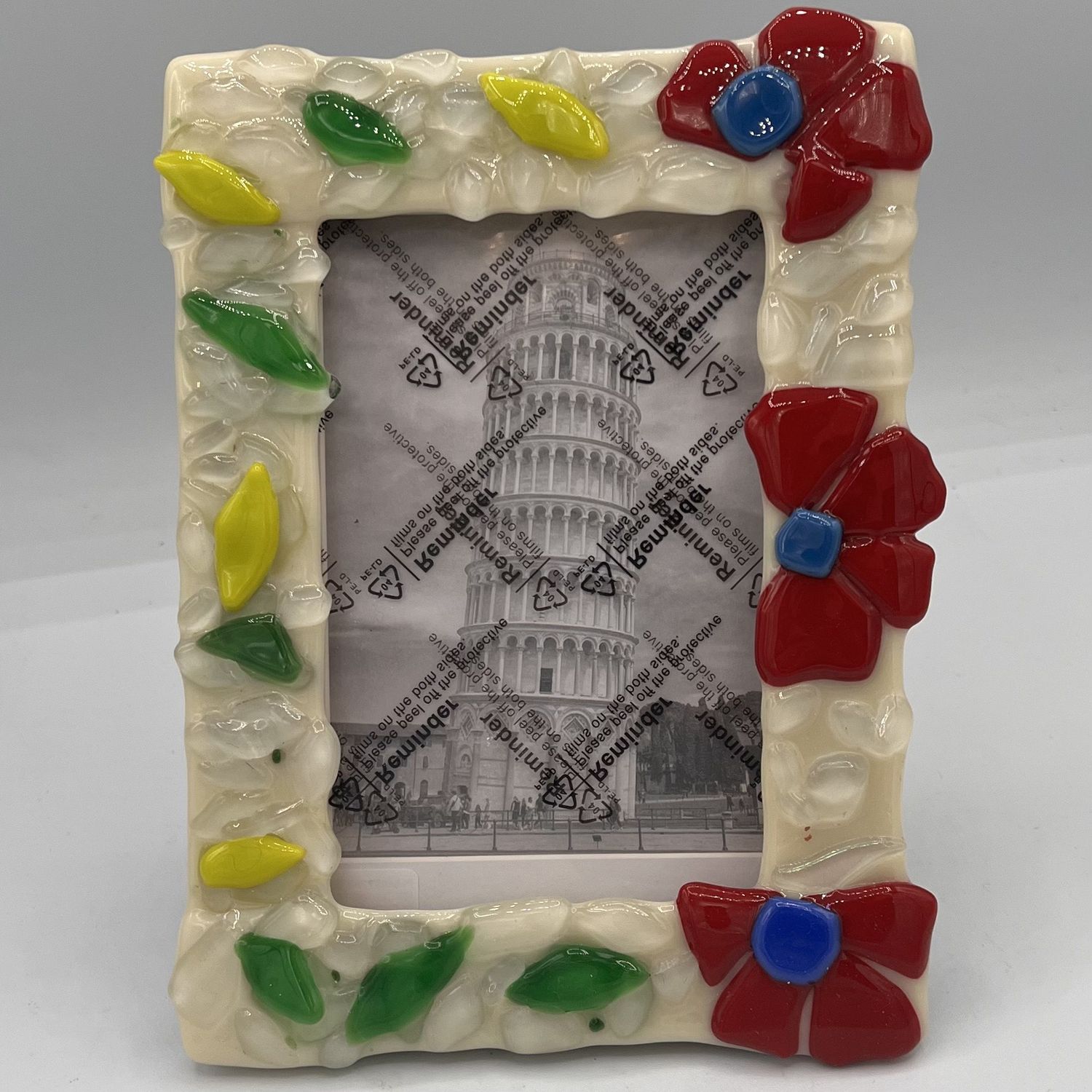 Duane Sparks, Fused Glass Frame, Flowers and Leaves