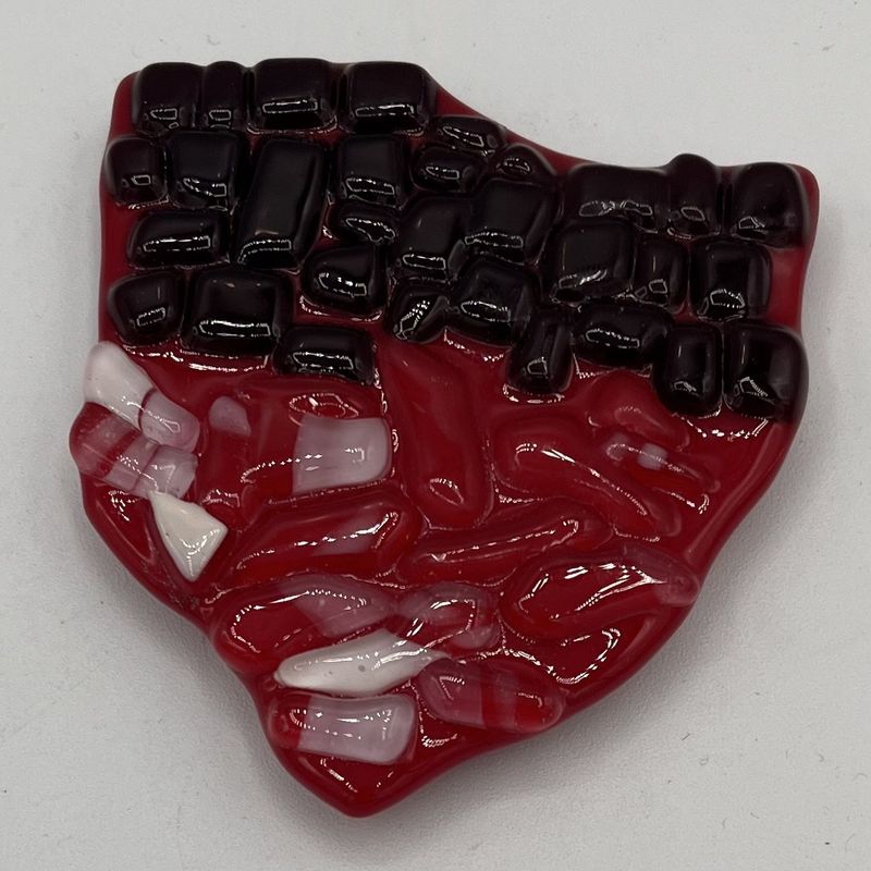 Duane Sparks, Fused Glass Magnet, Red, Black and White Ohio Silhouette
