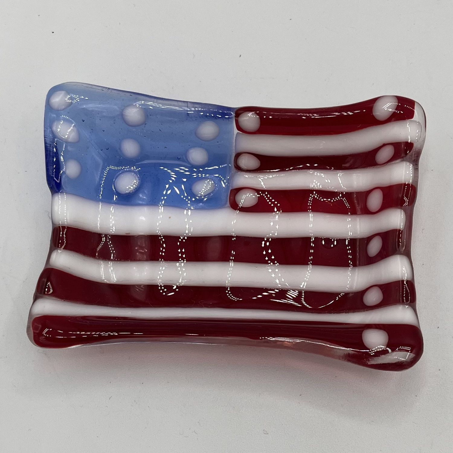Lori Lefferts, Fused Glass Soap Dish, American Flag