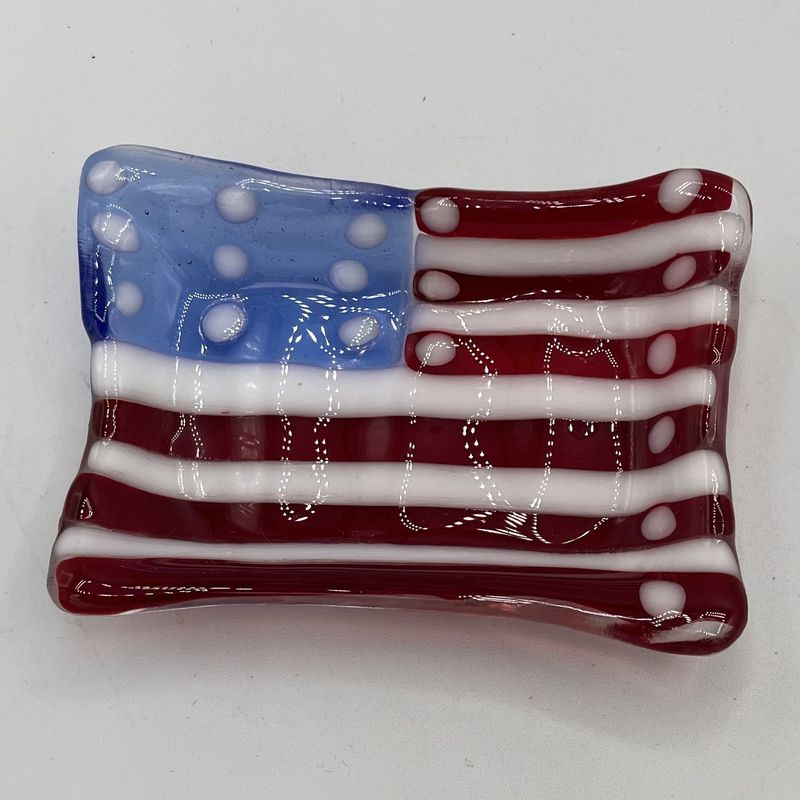 Lori Lefferts, Fused Glass Soap Dish, American Flag