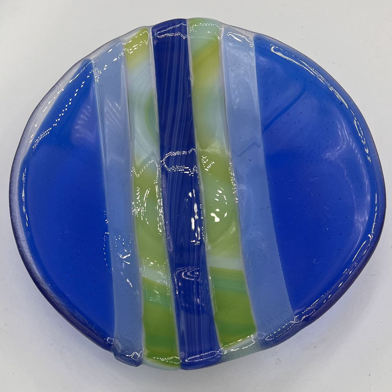 Tiffany Jameson, Fused Glass Bowl, Blue and Green Design