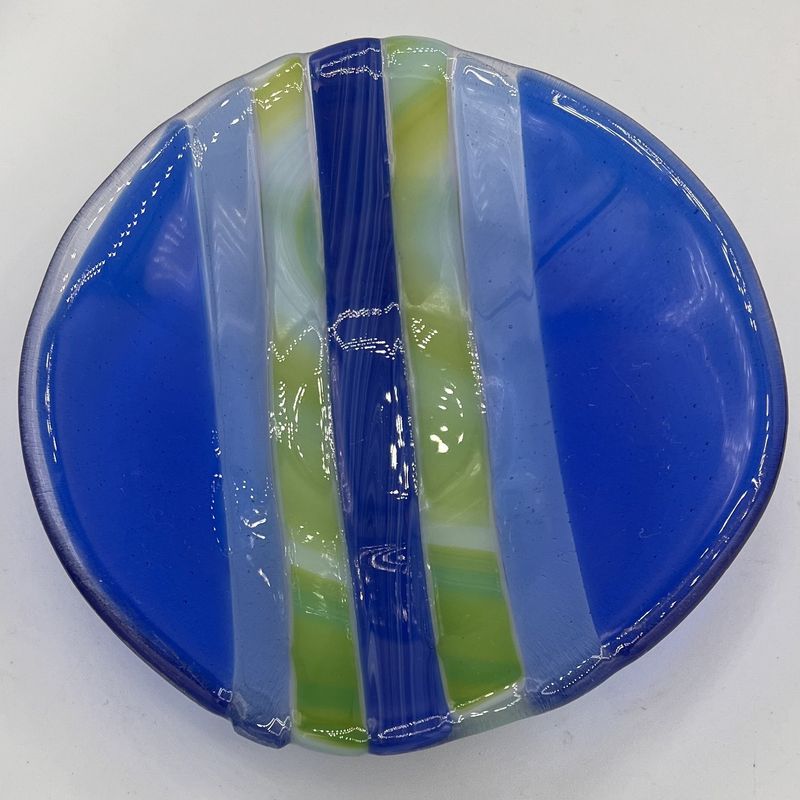 Tiffany Jameson, Fused Glass Bowl, Blue and Green Design