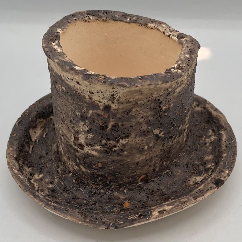 Steve Gall, Ceramic Planter, Textured Grey and White Design