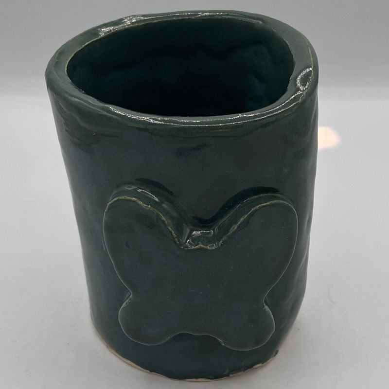 Christina Hanes, Ceramic Utensil Holder, Turquoise Butterfly