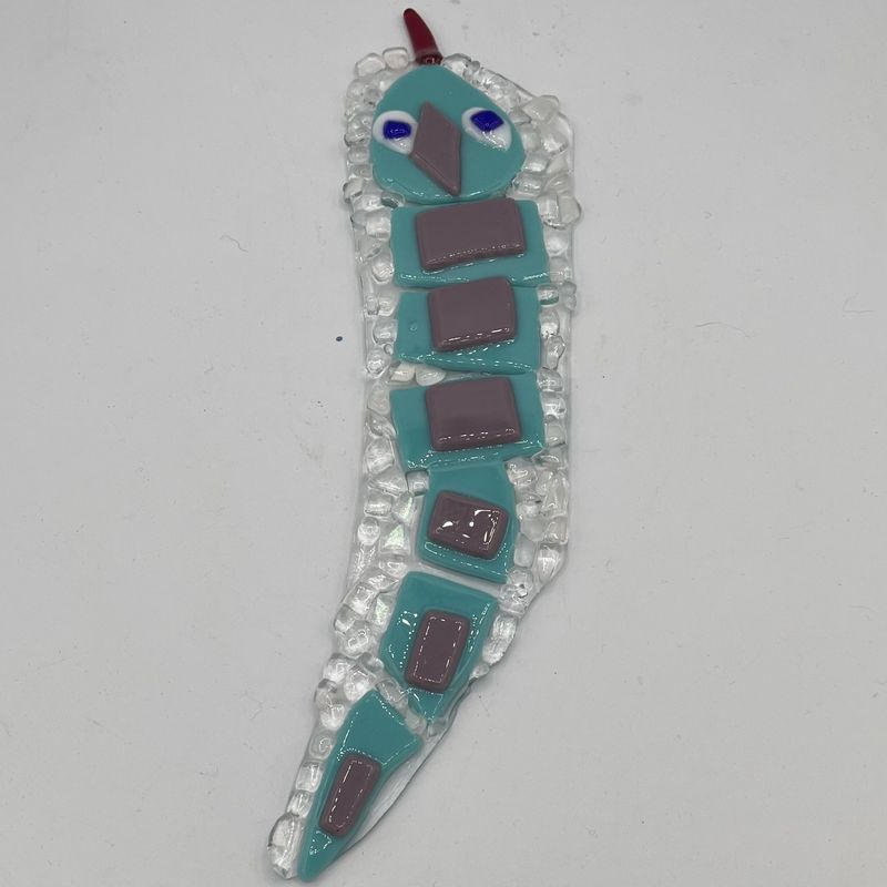 Tiffany Jameson, Fused Glass Garden Stake, Blue and Purple Snake
