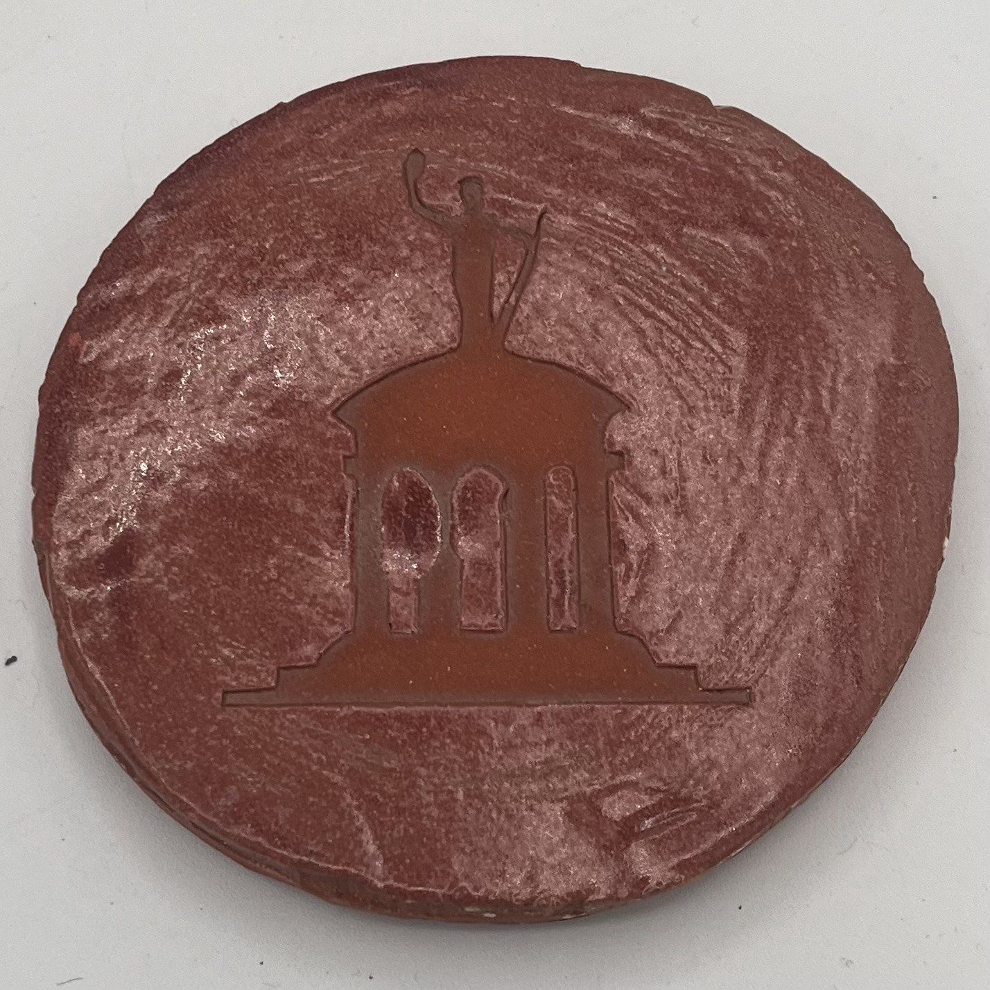 Evan Pohlman, Ceramic Coaster, Red Statue 1