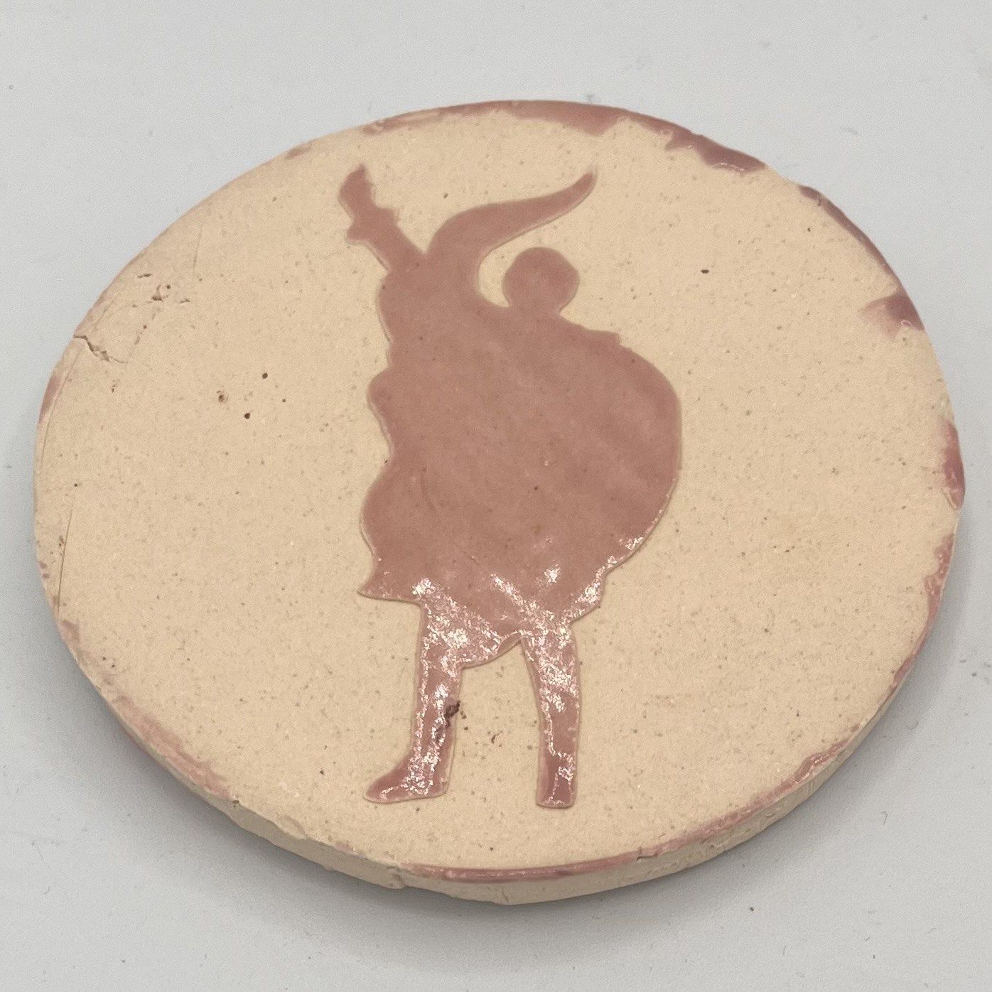 Dale Murphy, Ceramic Coaster, Pink Statue Silhouette 2
