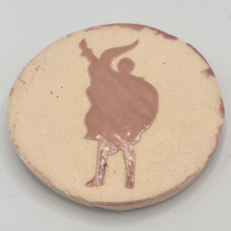 Dale Murphy, Ceramic Coaster, Pink Statue Silhouette 2