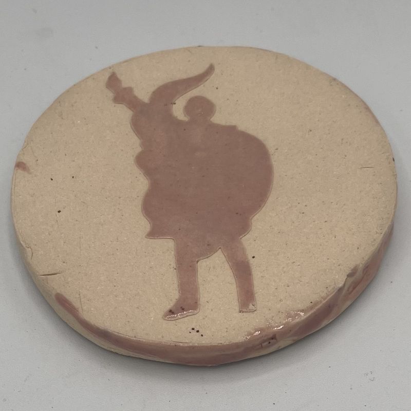 Dale Murphy, Ceramic Coaster, Pink Statue Silhouette 1