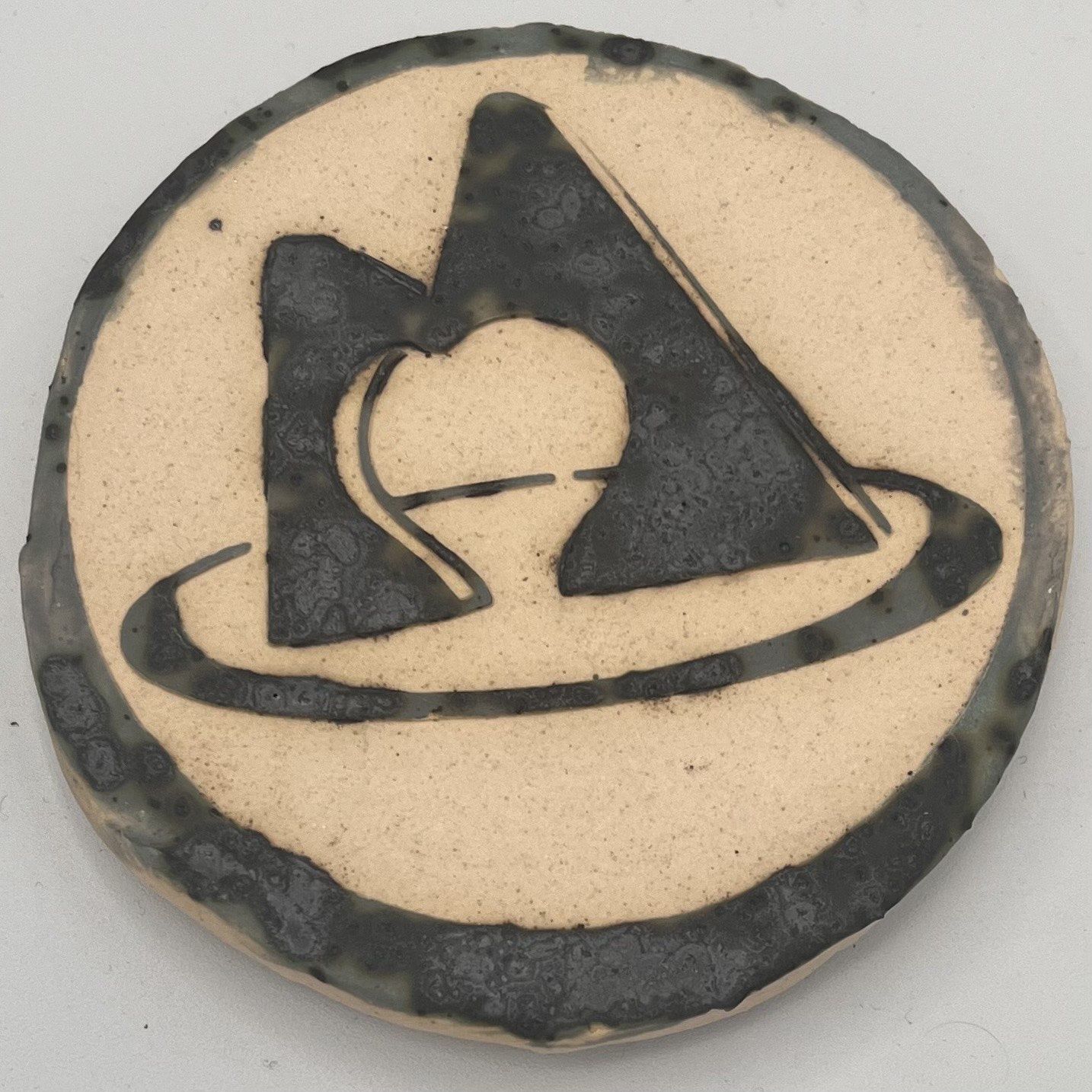 Mary Phifer, Ceramic Coaster, Speckled &#39;M&#39; Statue 1