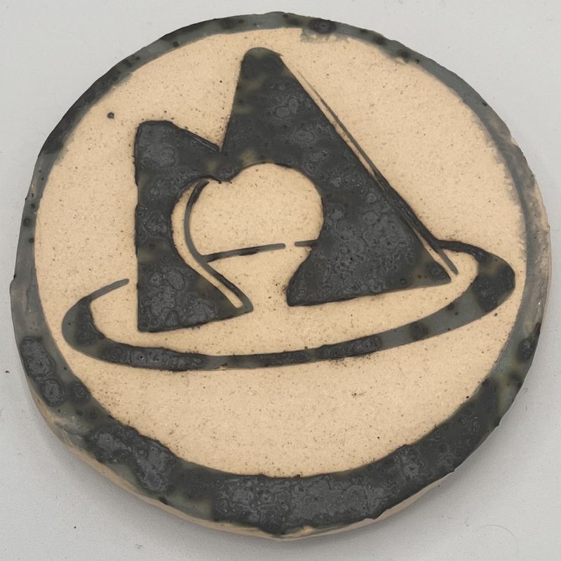 Mary Phifer, Ceramic Coaster, Speckled &#39;M&#39; Statue 1