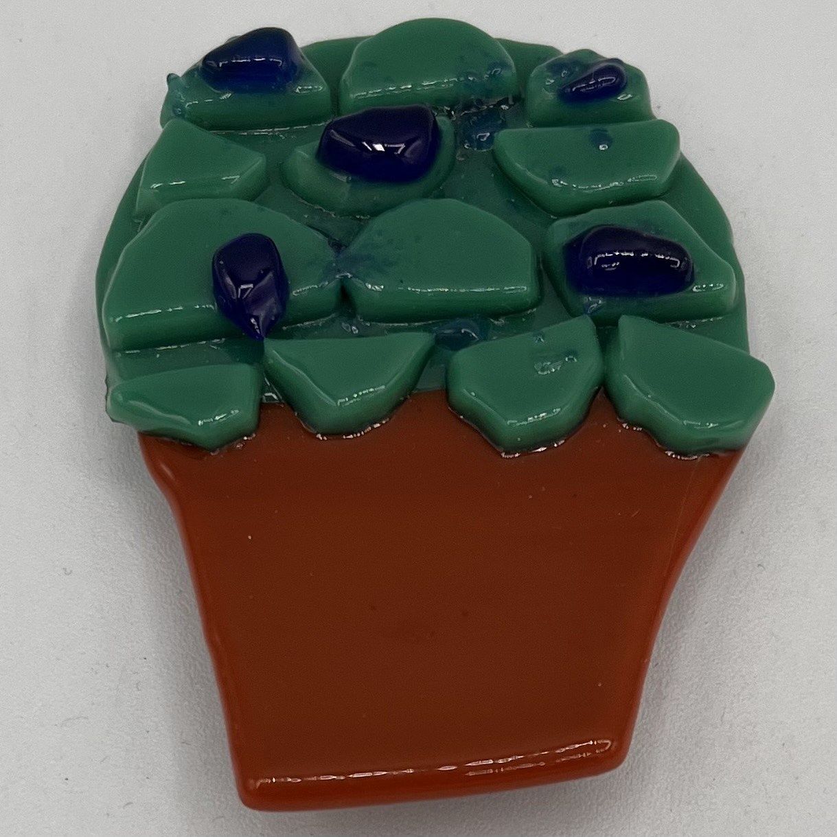 Mallory Miller, Fused Glass Magnet, Blue Flower Bush