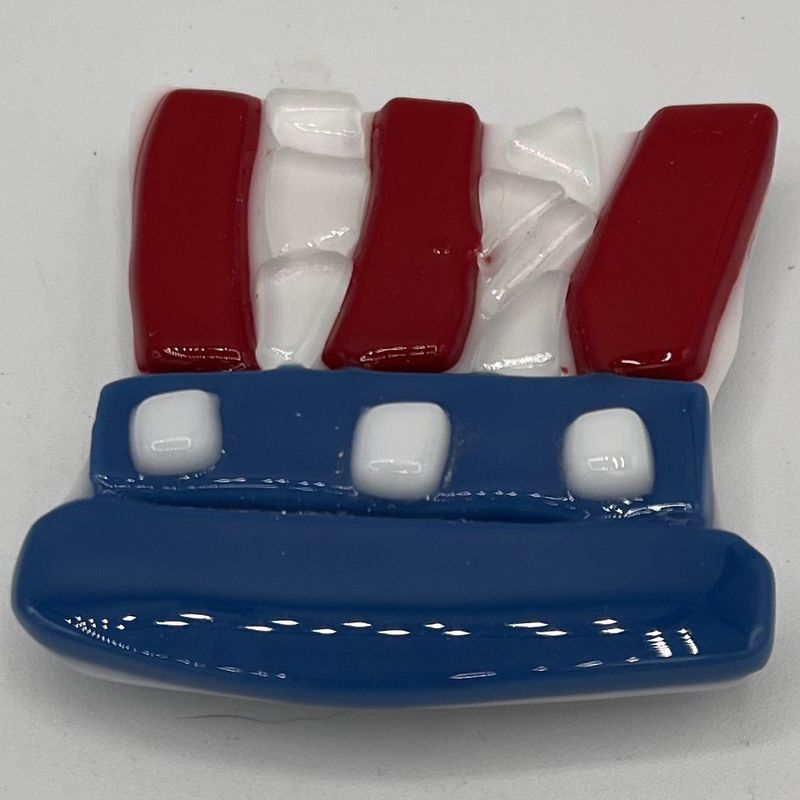 Mallory Miller, Fused Glass Magnet, Patriotic Top Hat