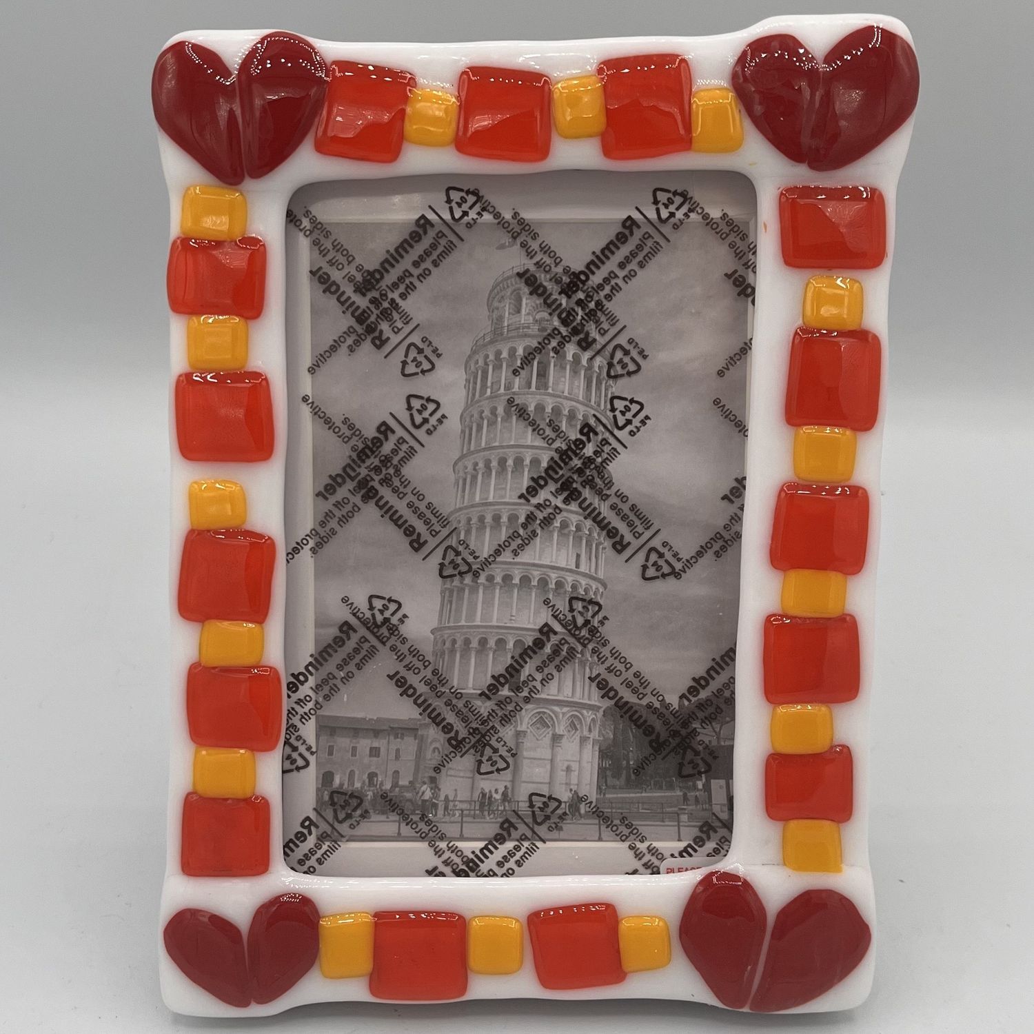 Jody Mann, Fused Glass Frame, Lovely Warm Squares