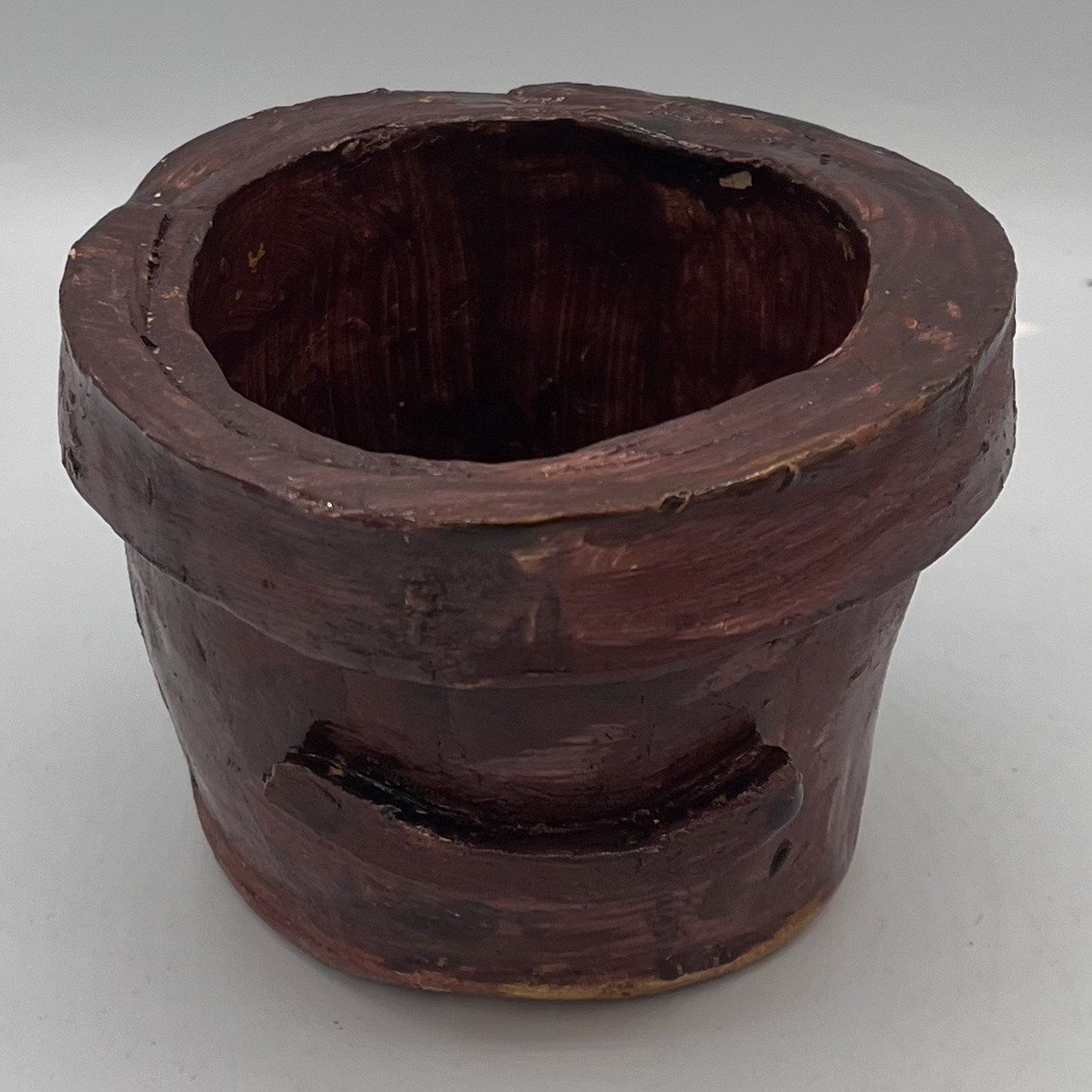 Andrea Walker, Ceramic Flower Pot, Brown Design with Curved Lines