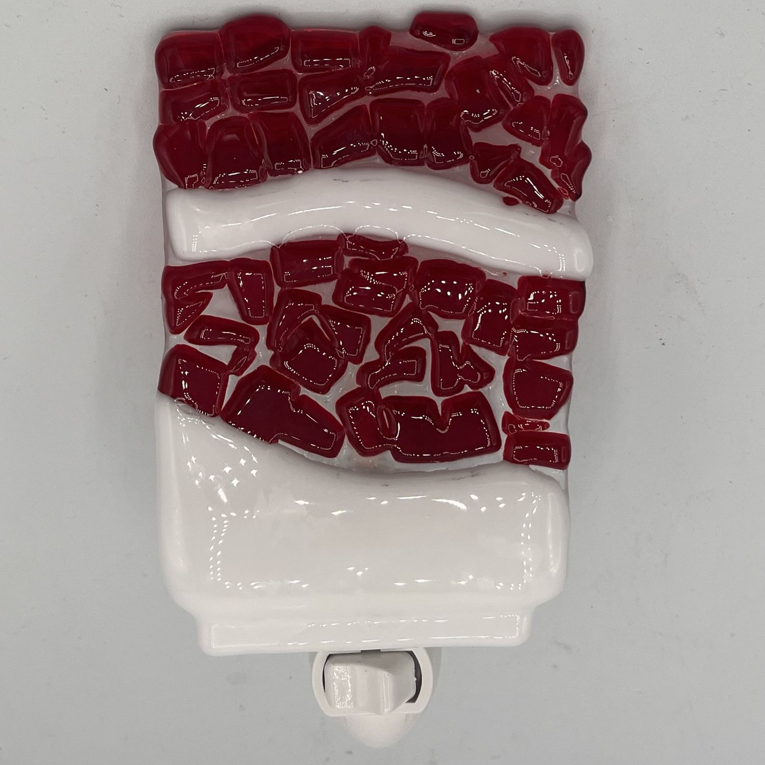 Alphonso Rowe, Fused Glass Nightlight, Red and White Design