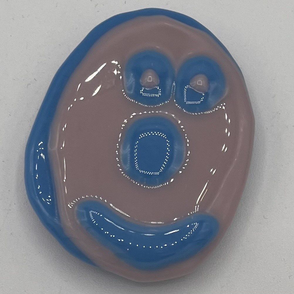 Kenny Needham, Fused Glass Magnet, Purple and Blue Face
