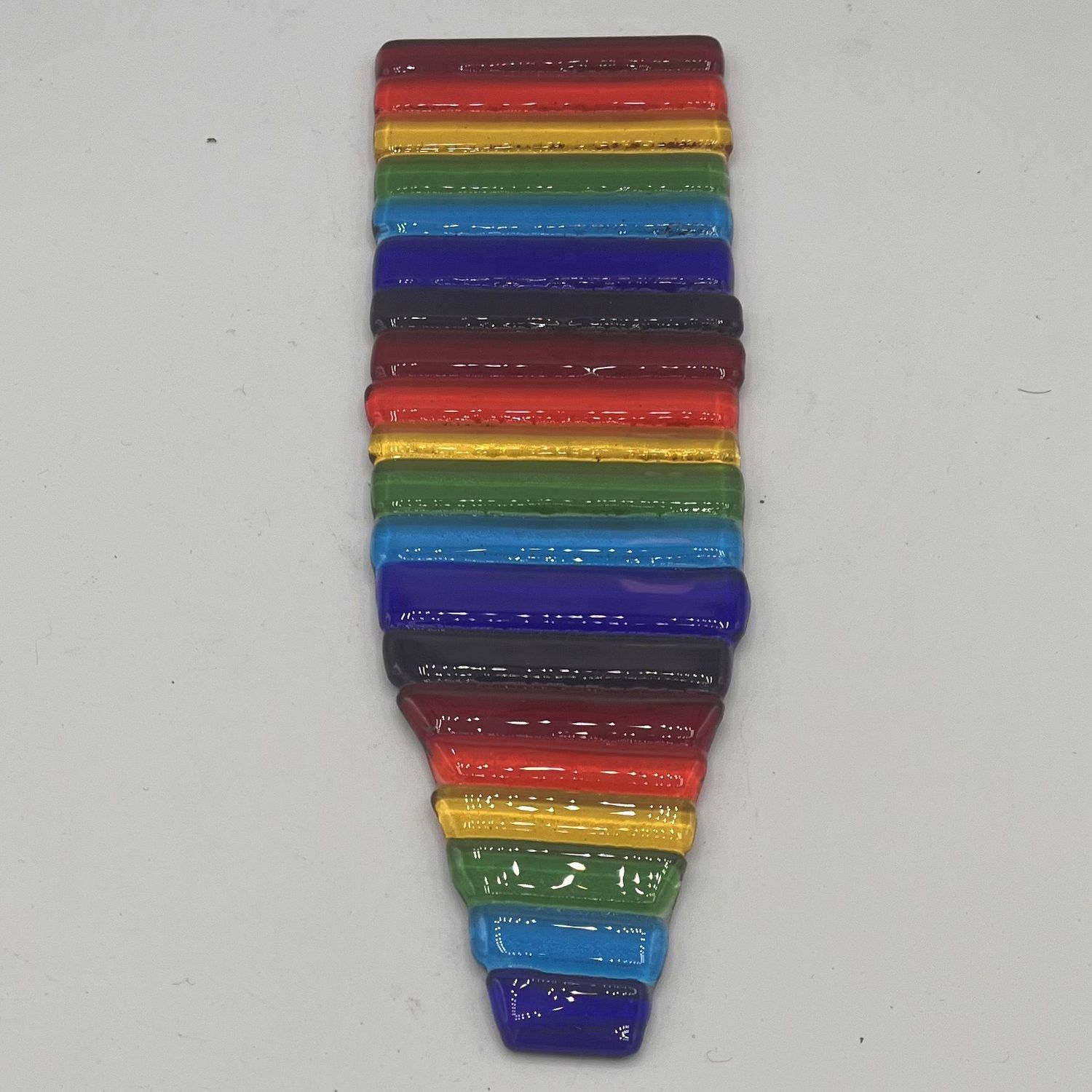 Alexis Kritikos, Fused Glass Garden Stake, Rainbow Stripes
