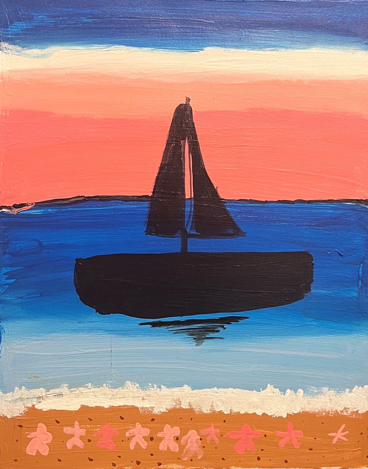 Keyontae Holbrooks, Acrylic on Canvas, &#39;Boat by the Beach&#39;