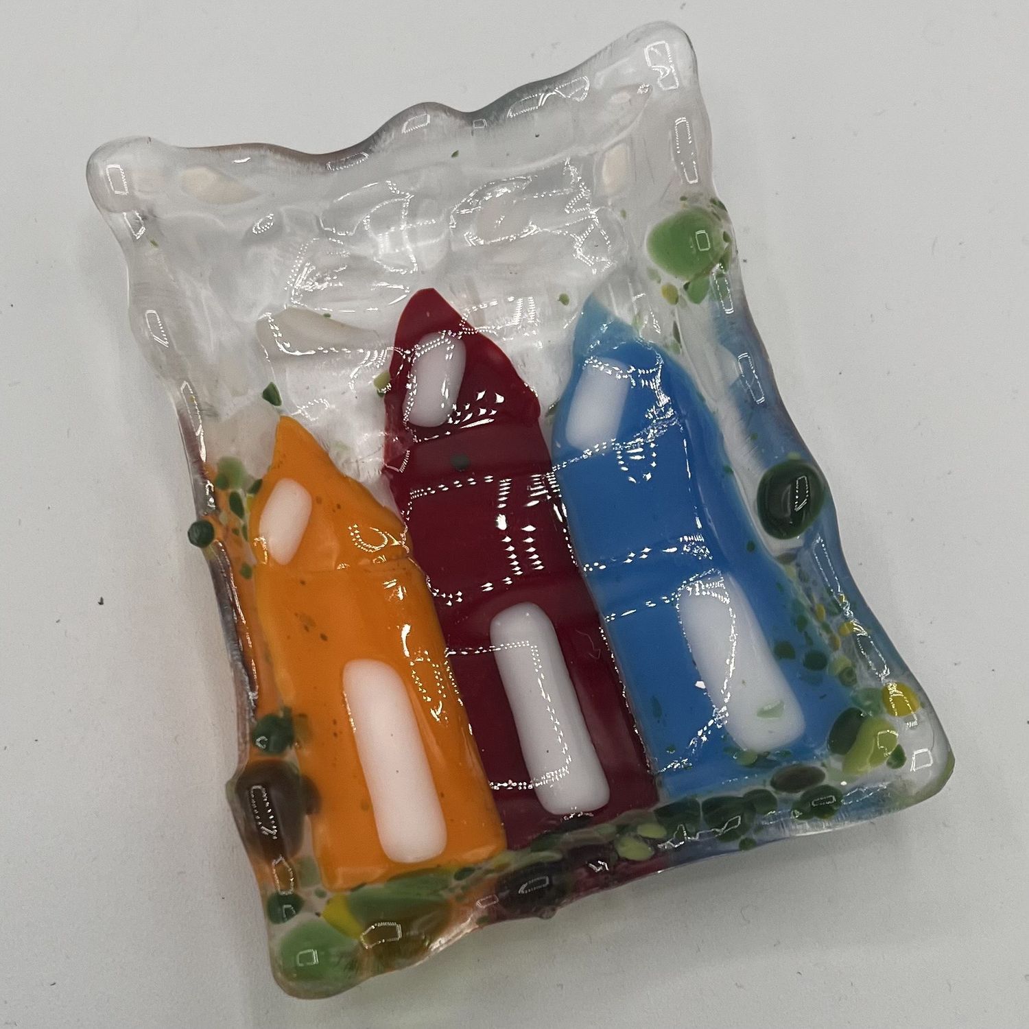 Amy Thompson, Fused Glass Soap Dish, Primary Colored Crayons