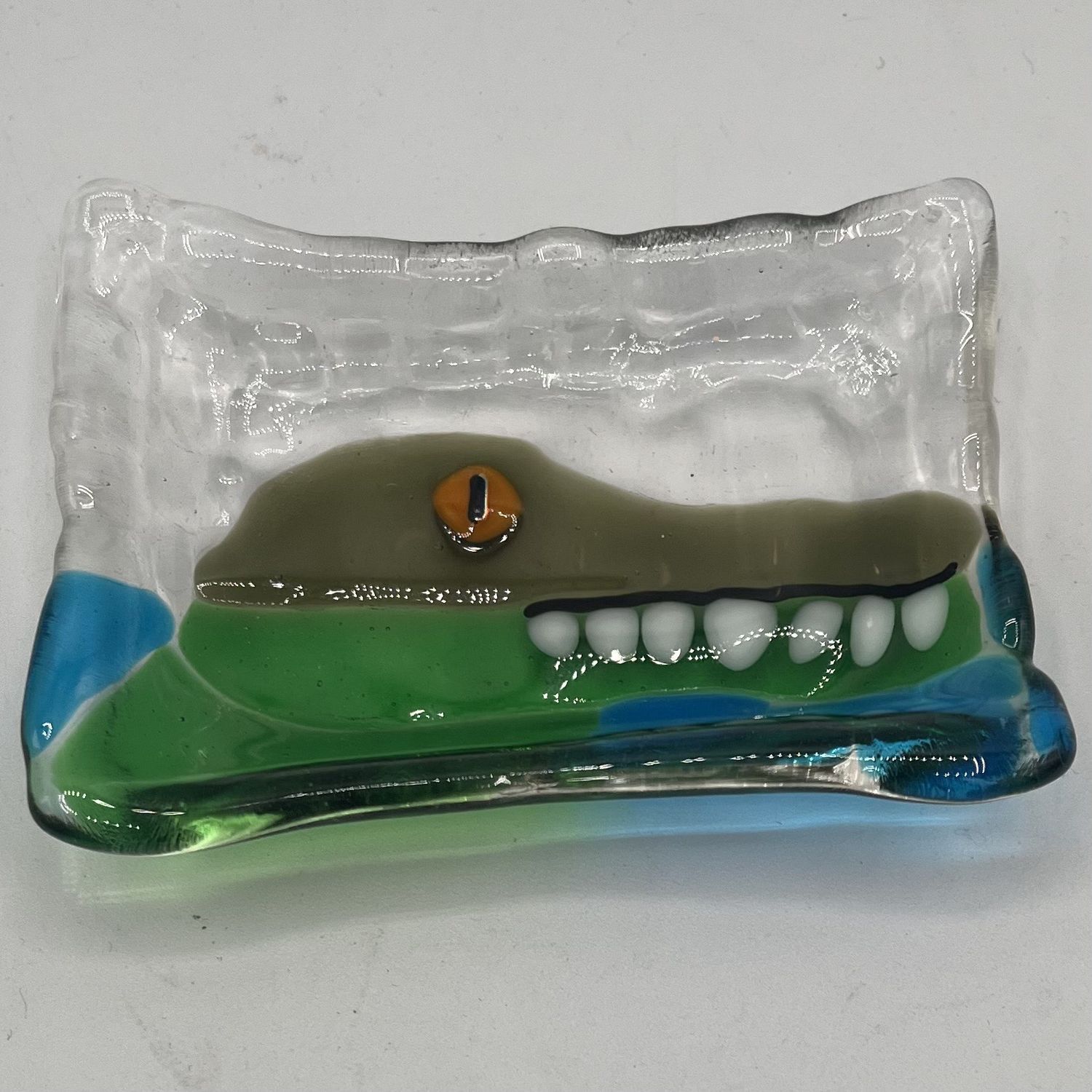Tiffany Jameson, Fused Glass Soap Dish, Crocodile