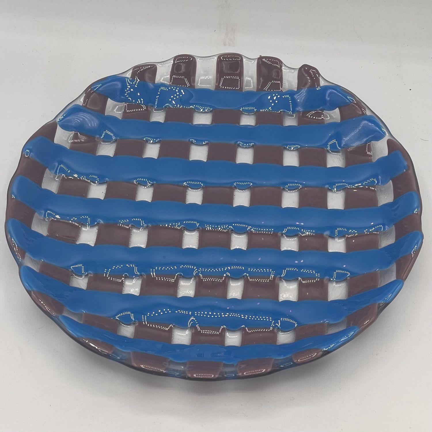 Tammy McCammon, Fused Glass Dish, Purple and Blue Stripes