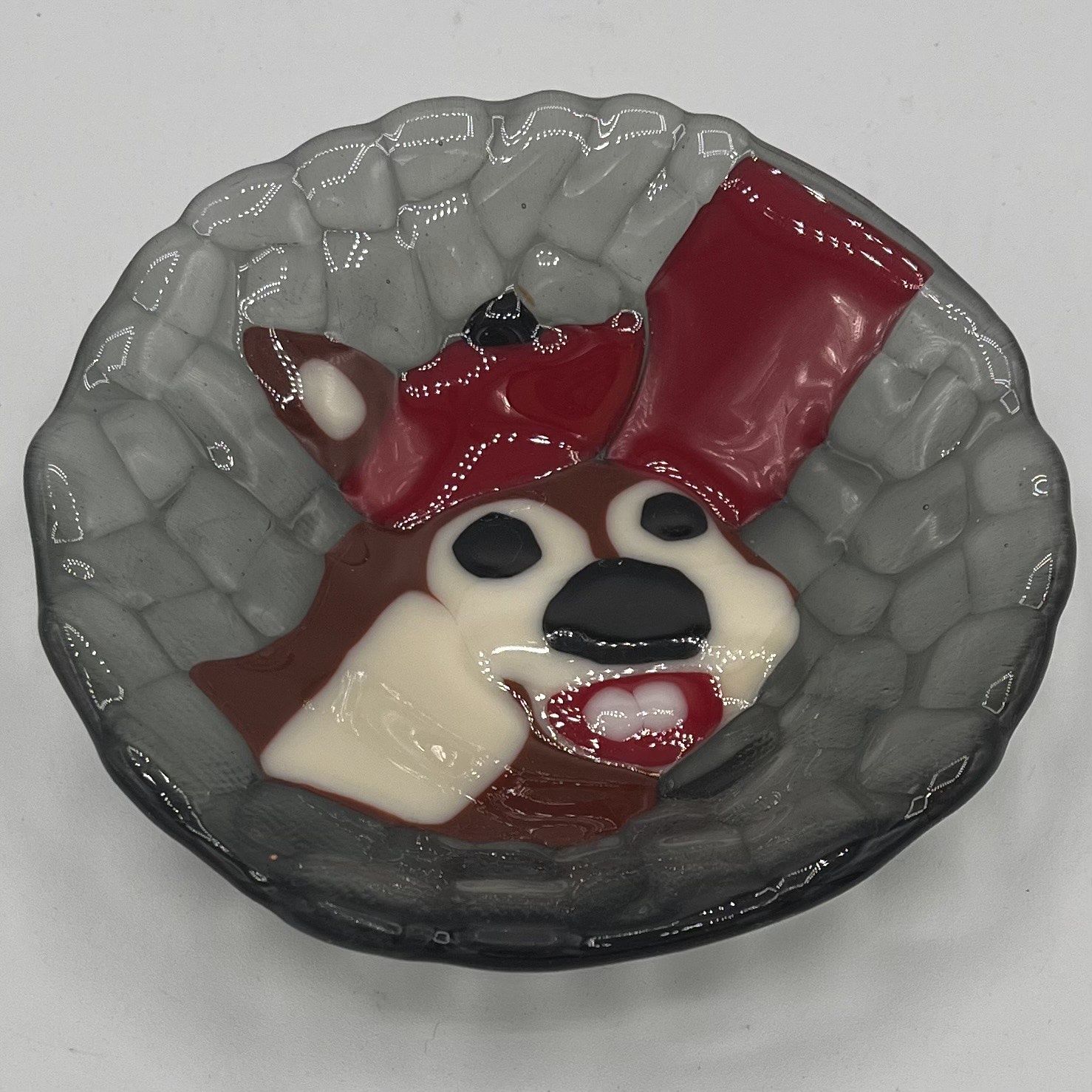 Chris Ryan, Fused Glass Bowl, Fashionable Chipmunk