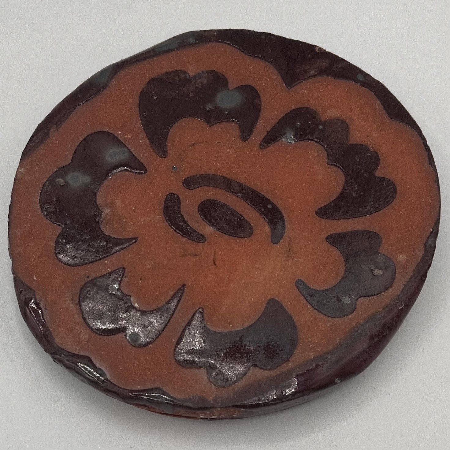 Amy Thompson, Ceramic Coaster, Brown Flower