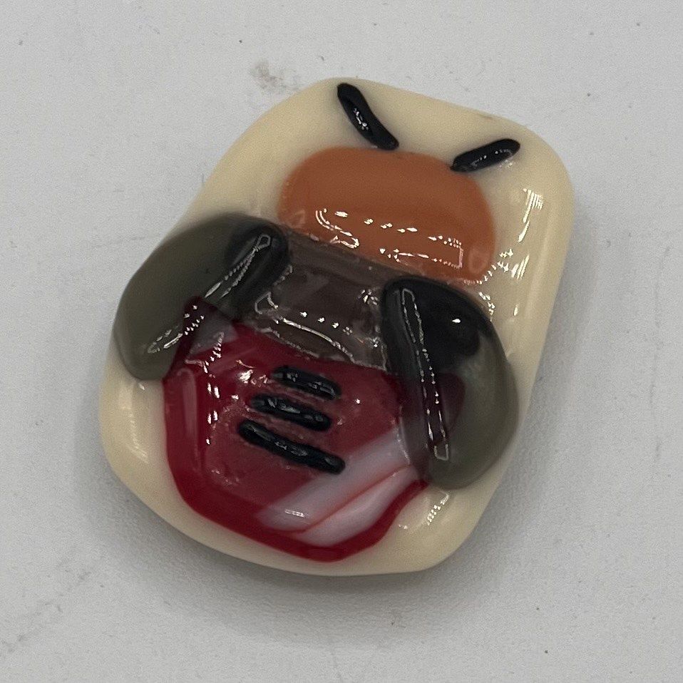Bobbie Jo Robinson, Fused Glass Magnet, Red and Brown Bug