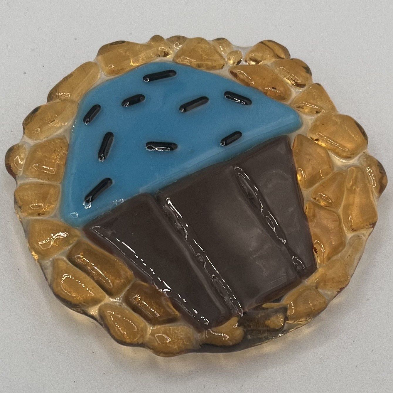 Erin Williams, Fused Glass Magnet, Blue Cupcake