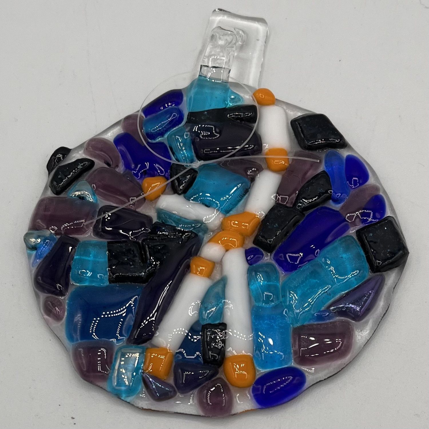 Joey Kroll, Fused Glass Suncatcher, Colorful Abstract Design