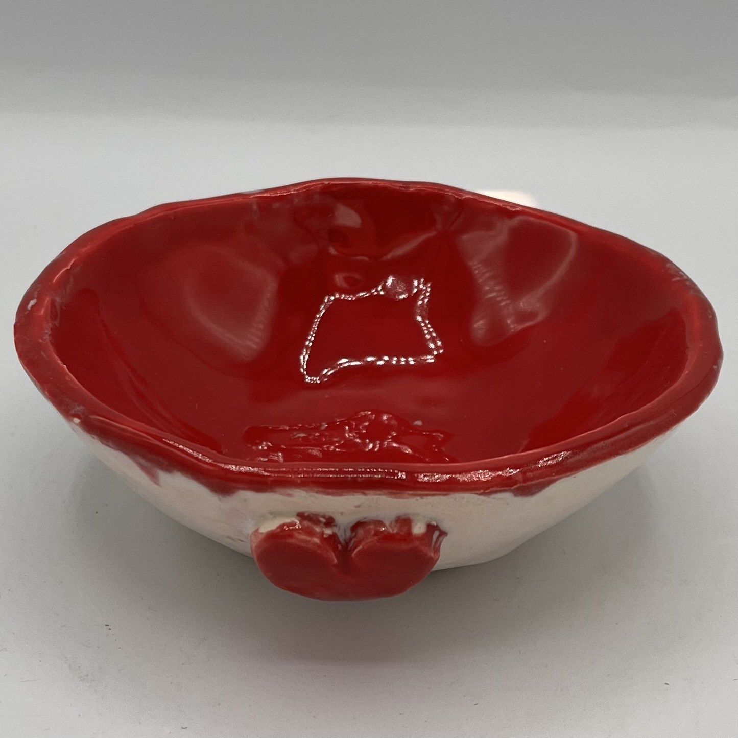 Studio, Ceramic Bowl, Red and White Heart Design