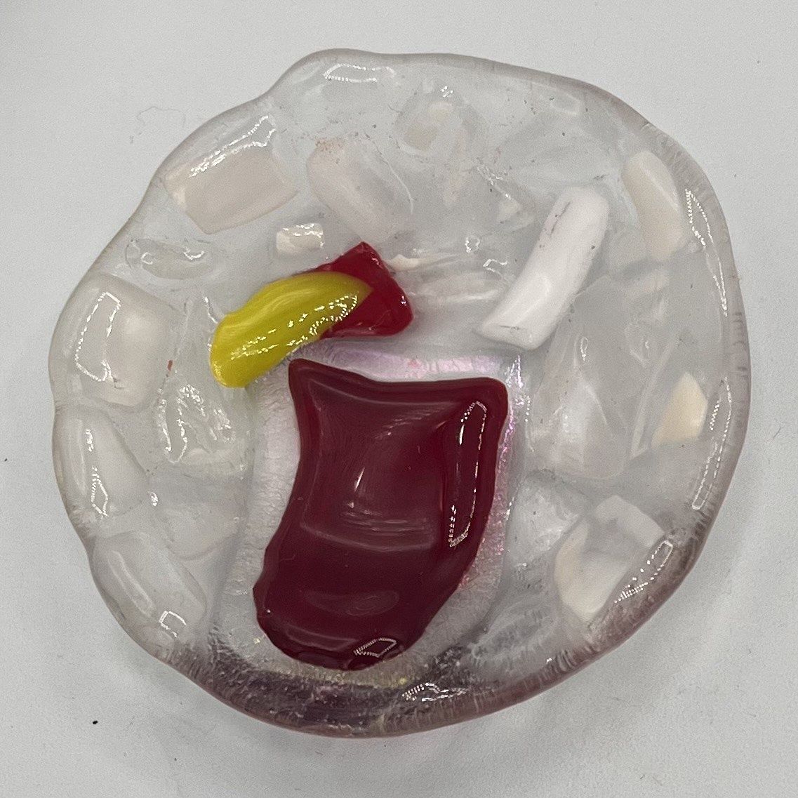 Jody Mann, Fused Glass Ring Dish, Red Cocktail