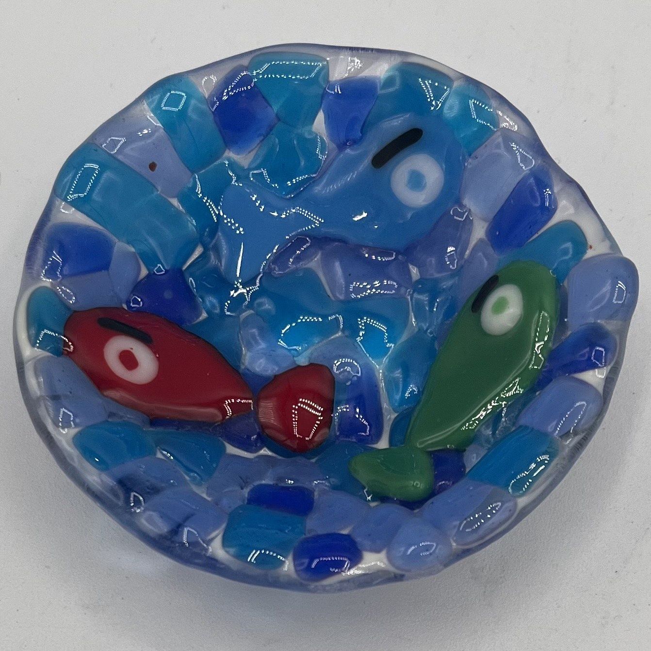 Duane Sparks, Fused Glass Ring Dish, Colorful Fish