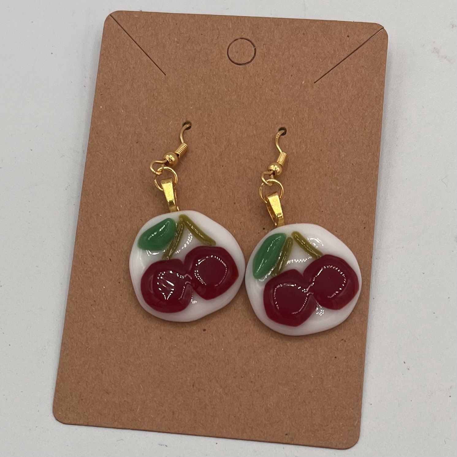 Meredith Bokeno, Fused Glass Earrings, Little Cherries