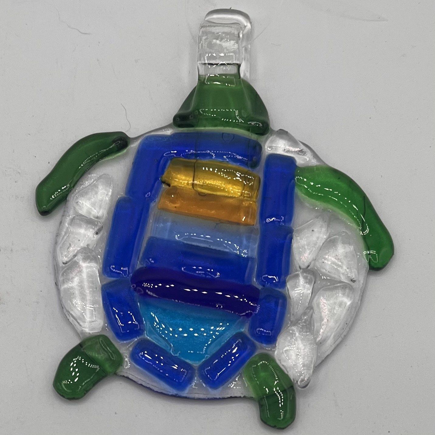 Meredith Bokeno, Fused Glass Suncatcher, Colorful-Shelled Turtle