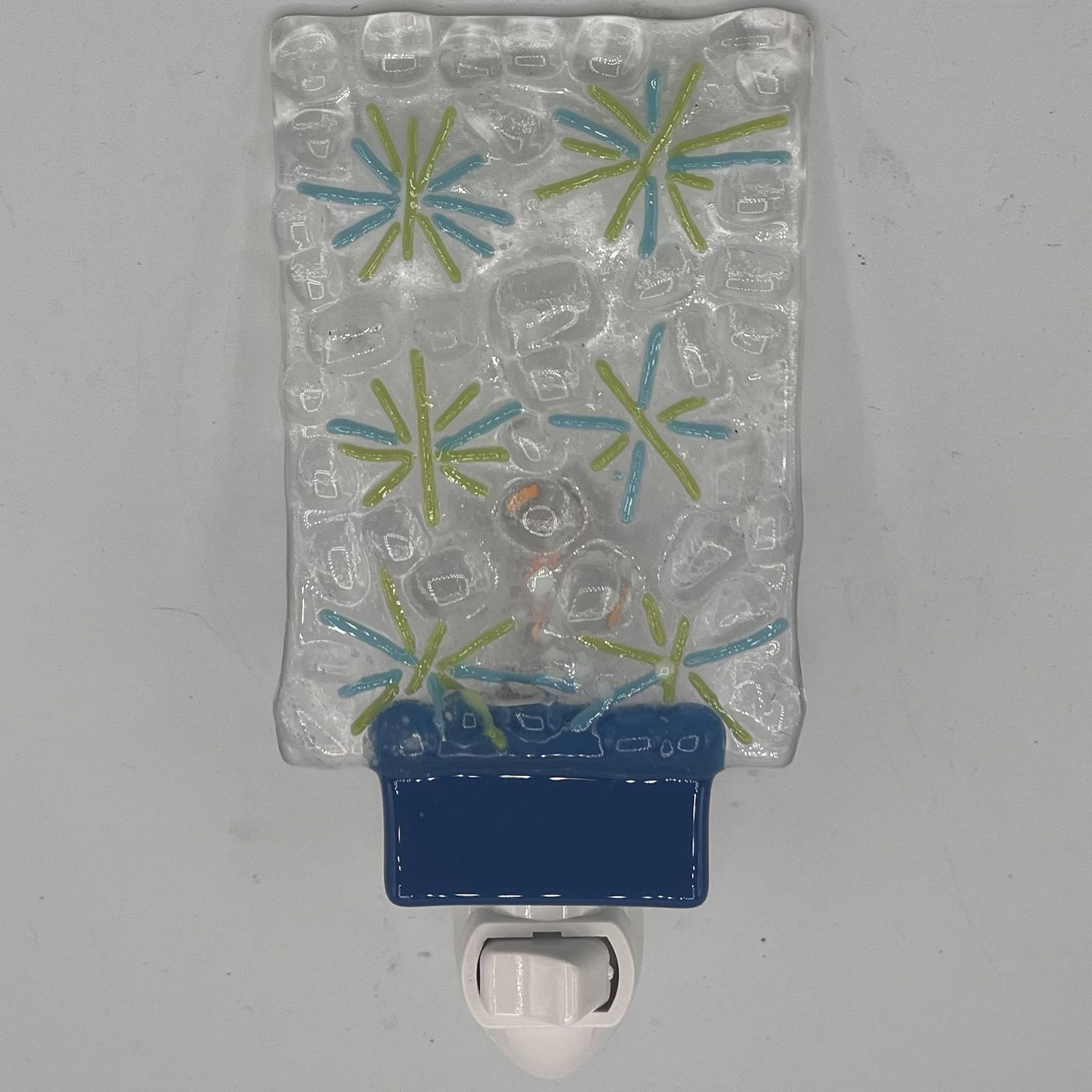 Kara Burgdorf, Fused Glass Nightlight, Green and Blue Stars