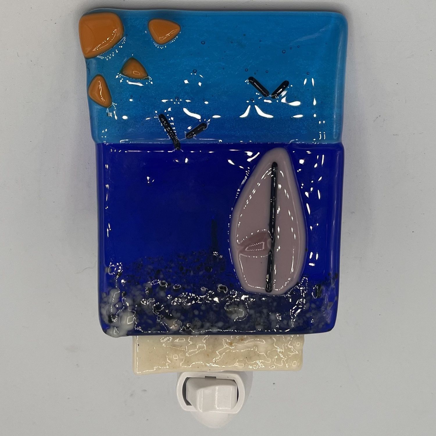 Jordan Satterfield, Fused Glass Nightlight, Surfboard on the Beach