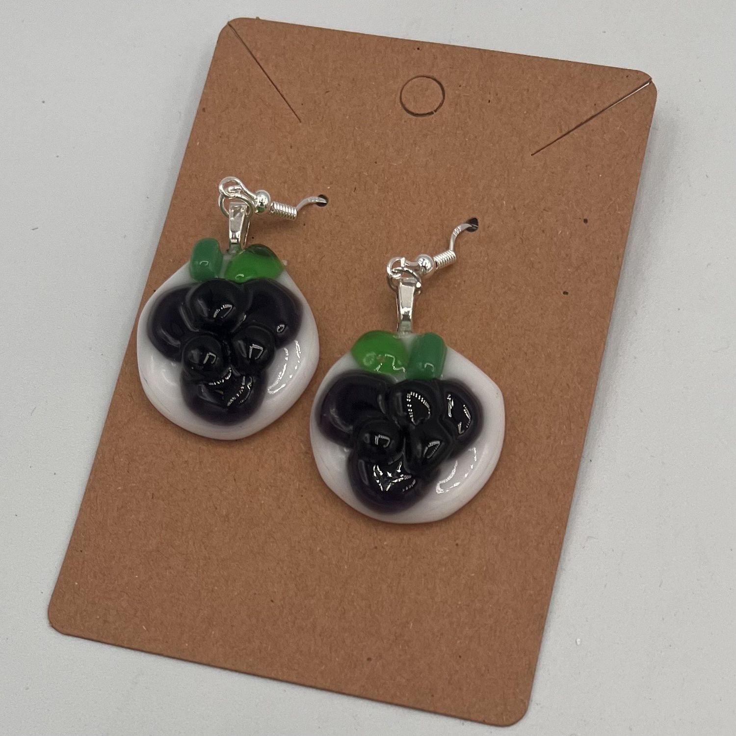 Steve Gall, Fused Glass Earrings, Purple Grapes