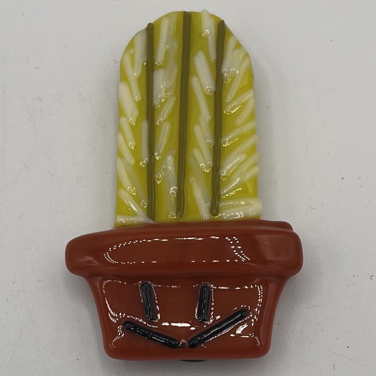 Alaina Weeks, Fused Glass Magnet, Happy Cactus