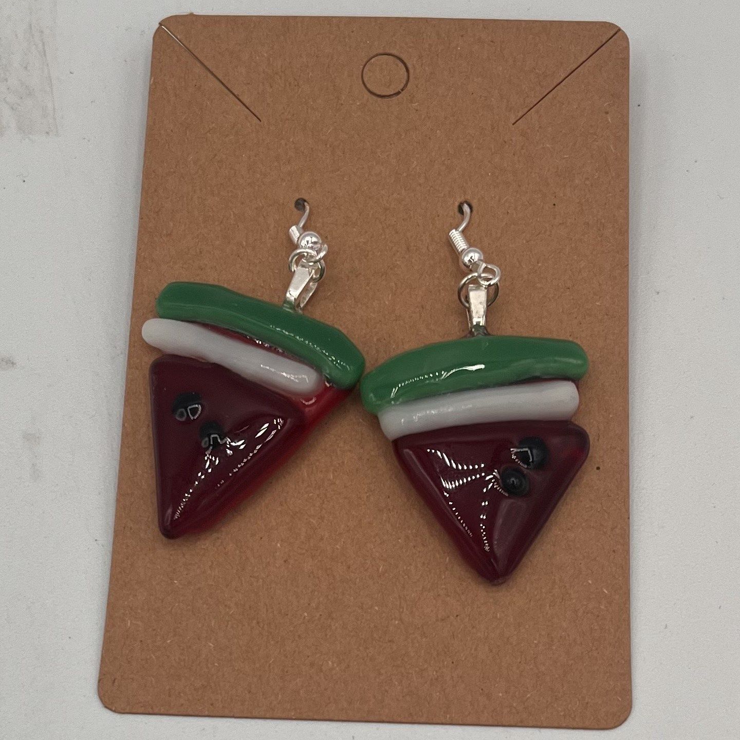 Rebecca Reed, Fused Glass Earrings, Watermelon Slices