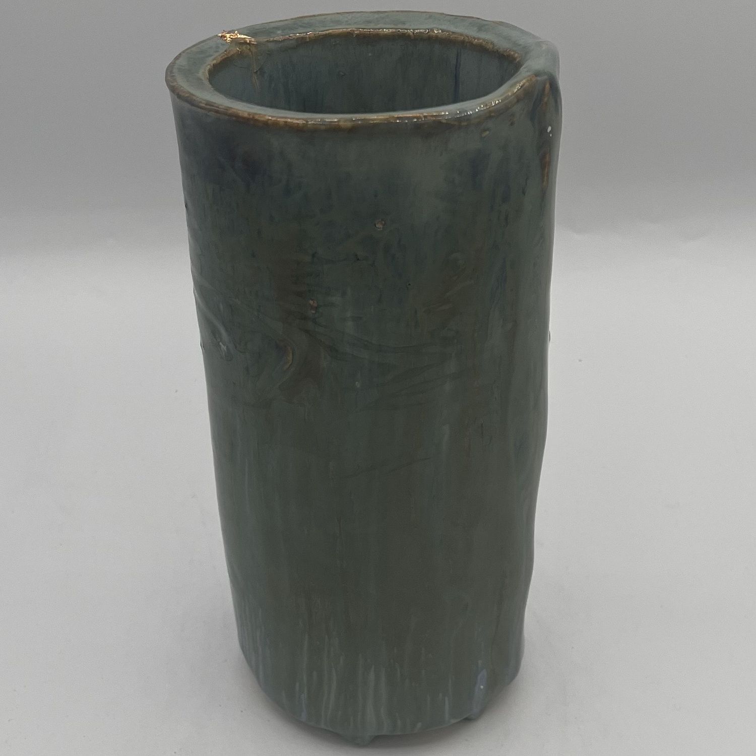 Tammy McCammon, Ceramic Utensil Holder, Teal and Blue
