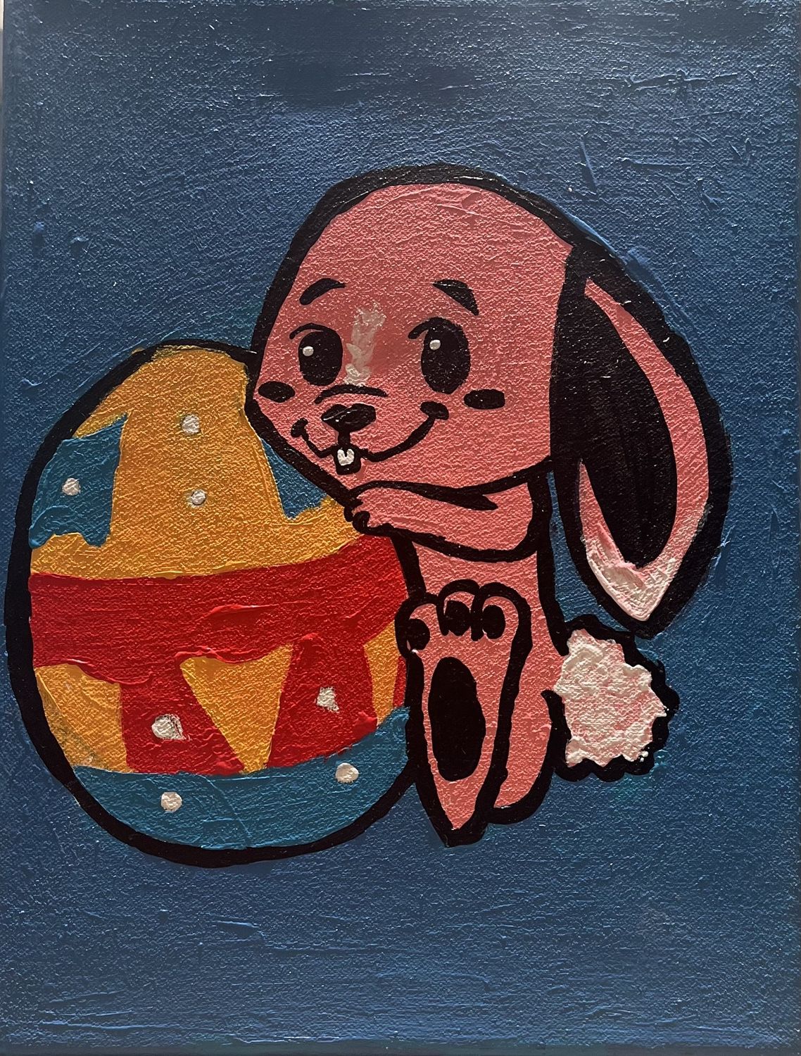 Evan Pohlman, Acrylic on Canvas, &#39;Pink and White Bunny&#39;